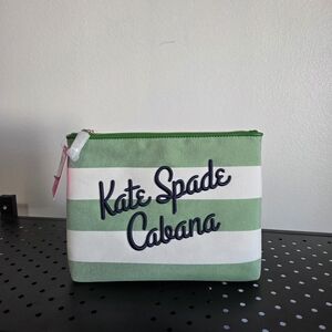 Kate Spade Green and White Striped Pouch